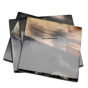 Sous-verres carrés en pierre de corne pour la maison, l'hôtel, les mariages et les fêtes, lot de 6, couleur noire, pour table à manger - Product Image 6