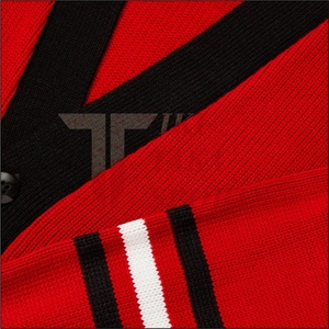 Cardigan en tricot polaire pour homme Tiki Taka Sports, col en V, laine/nylon, décoration en dentelle, motif patchwork, manches longues, bouton unique - Product Image 4