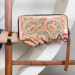 Carteras de Cuero Personalizadas de Gran Capacidad para Mujer, Nuevas Carteras con Estampado Floral, Cierre de Cremallera, Tarjetero para Uso Diario - Product Image 1