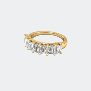 1.40CTW Emerald Cut Lab Grown Diamond Prong <b>Set</b> Half Eternity <b>Ring</b> | Elegant Prong <b>Set</b> Diamond Band with Exceptional Brilliance - Product Image 1