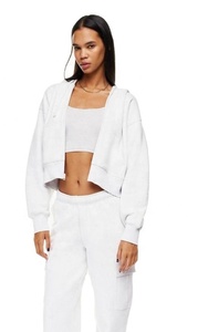 <b>Women's</b> <b>White</b> Zipper <b>Hoodie</b> With Pockets Full Sleeve Fleece Sweatshirt Casual Winter Wear - Product Image 3