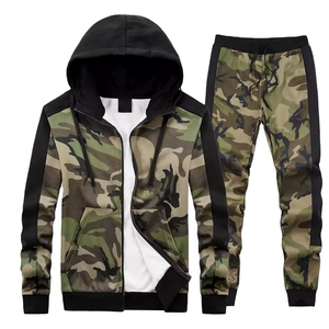 High Quality Winter Heat-Transfer Printed Breathable Fleece Zip-Up Hoodie Sweatpants Set Men Heavyweight <b>Camouflage</b> Tracksuits - Product Image 3