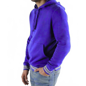 Sudadera con Capucha Varsity 100% Poliéster Forro Polar con Ribetes Acanalados, Logotipo Frontal, Diseño Liso, Manga Larga, Bolsillo Bordado para Hombre - Invierno - Product Image 5