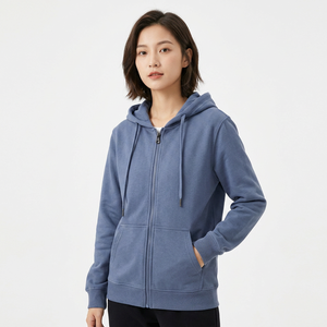 Men's Solid Color <b>Hooded</b> <b>Zip</b>-Up Sweatshirt Regular Fit Cotton French Terry Casual Autumn Wear - Product Image 5