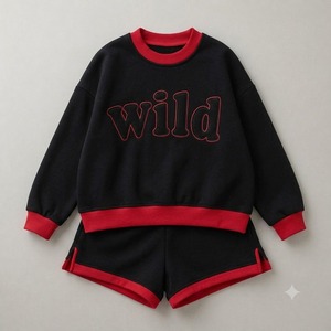 Ensemble deux pièces personnalisé avec logo pour femme : sweat-shirt à col montant uni à manches longues et short, 100 % coton respirant, vente en gros - Product Image 2