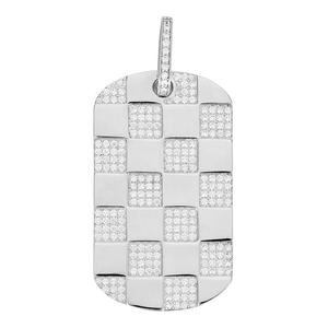 Geometric Checkerboard Moissanite Diamond Pendant 925 Silver Rhodium Plated Luxury Charm Unisex Everyday Wear - Product Image 1
