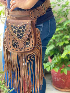New Trendy Waist Bags Unisex Leather Fringe <b>Money</b> <b>Belt</b> Motorcycle <b>Belts</b> hair on leather hip pocket <b>belts</b> Bum Bags - Product Image 3