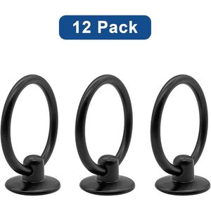 มือจับลิ้นชักแบบด้านสีดำ 12 ชิ้น สไตล์โมเดิร์น สำหรับตู้ครัว ตู้เสื้อผ้า ตู้เก็บของ มือจับโลหะแบบวงแหวน ดีไซน์แบบฝัง - Product Image 2