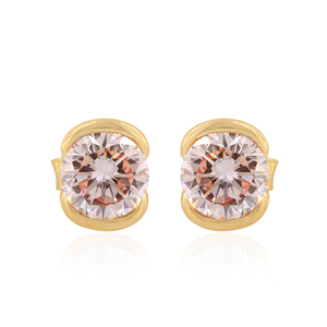 Pendientes de Diamantes Cultivados en Laboratorio, Corte Redondo, Oro de 14K, 1.98 Quilates, Pendientes de Diamantes Solitarios, Venta al Por Mayor - Product Image 1