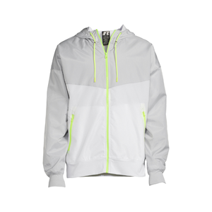 <b>Grey</b> Neon Zip Up Windbreaker <b>Jacket</b> | Reflective Hooded <b>Jacket</b> | <b>Waterproof</b> Streetwear Outerwear |OEM Private Label Manufacturer - Product Image 1