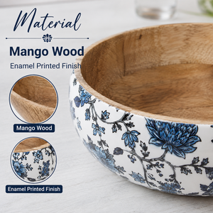 Elegant Handmade <b>Mango</b> <b>Wood</b> Enamel Printed Salad <b>Bowl</b> Food Safe Wooden Serving <b>Bowl</b> for Salad Fruit Pasta Kitchen Dining Table - Product Image 4