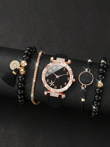 Montre à quartz pour femme 192028, cadran floral numérique minimaliste et tendance, incrusté de strass - Product Image 6