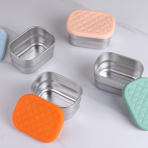 Boîtes repas en acier inoxydable 304 avec couvercles en silicone pour le stockage en gros des aliments, ensembles de contenants hermétiques carrés pour repas - Product Image 5