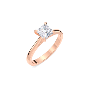 IGI Certified 1ct Princess Cut Lab Grown Diamond Solitaire Engagement <b>Ring</b> in 9K Yellow / White & Rose Gold - Product Image 2