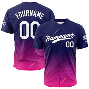Custom Baseball Jersey Unisex Sublimated Gradient Purple Pink Moisture Wicking Short Sleeve Adult Regular Fit - Product Image 1