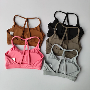 Soutien-gorge de sport sans coutures avec bretelles réglables, maintien élevé pour femme, idéal pour la gym et l'entraînement, disponible en rose, marron, noir, gris et olive - Product Image 1