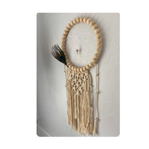 Atrapasueños de Plumas de Macramé con Diseño Único, Hecho a Mano, de Algodón Tejido, Estilo Boho, Decoración de Pared con Forma de Luna, Compre al Precio Más Bajo - Product Image 1