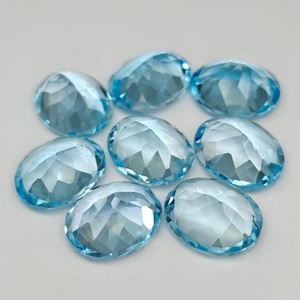 Topaze bleu ciel ovale facettée, pierre précieuse non montée 9x11mm, topaze calibrée pour bagues, boucles d'oreilles et fabrication de bijoux - Product Image 2