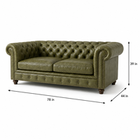 Canapé-lit Chesterfield moderne en cuir véritable 2 places, design capitonné profond, écologique et durable, pour salon et villa