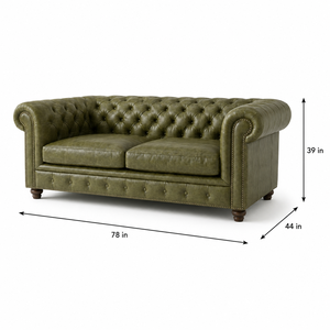 Chesterfield Modern Genuine Leather 2-Seater Loveseat <b>Sofa</b> Deep Button Tufted Design Eco-Friendly Durable Living Room Park - Product Image 2