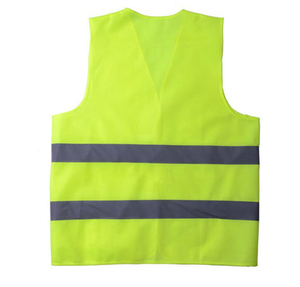 เสื้อกั๊กสะท้อนแสงเพื่อความปลอดภัยสำหรับผู้ชาย สีเหลือง คอวี ลำลอง สวมใส่ภายนอก ฤดูร้อน โพลีเอสเตอร์ ทอ สีพื้น - Product Image 1
