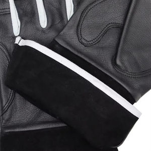 Guantes de Soldadura Tig de Cuero Genuino Negros con Ribete Blanco, Forro de Felpa en el Pulgar, Resistentes a Salpicaduras de Metal Fundido - Product Image 5