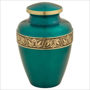 Golden Leaves Engraved Brass Urn for Cremation Human Ashes 200 Cubic Inch Capacity American Style Adult Urn On Sale - Product Image 5