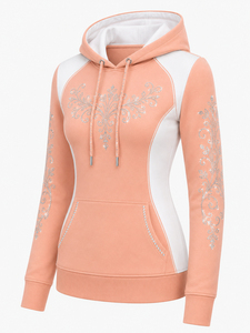 Sudadera con Capucha para Mujer, Adornada con Pedrería, Suave, Informal, de Manga Larga, para Comodidad Diaria - Product Image 4