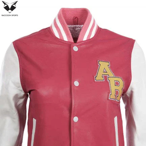 2026 New Arrival Pink White Color Front Button Closure <b>Long</b> Sleeve Pocket Casual Everyday College Baseball Varsity <b>Jackets</b> - Product Image 4