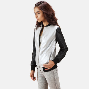 Women Real Leather Jacket New Design Style Wholesale Windproof Genuine Leather <b>Zipper</b> up Women's Shearling Leather Jacket - Product Image 4