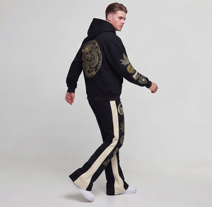 Conjunto Deportivo Personalizado para Hombre, Sudadera con Cierre y Pantalones Deportivos, Estilo Urbano, Corte Holgado, Ropa de Invierno - Product Image 4