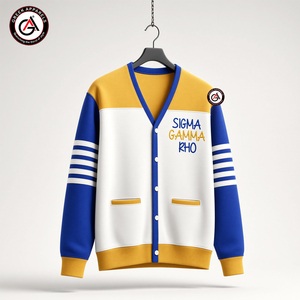 Cardigan vintage anti-rides en acrylique brodé pour femmes de la sororité Sigma Gamma Rho |   Pull à manches longues personnalisable - Product Image 1