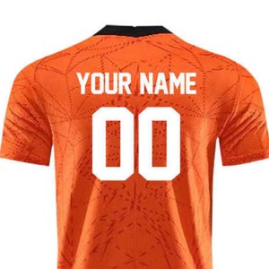 Ensemble de maillots de football orange personnalisés unisexe à manches courtes, col rond, en polyester respirant, avec nom d'équipe imprimé, toutes saisons - Product Image 3