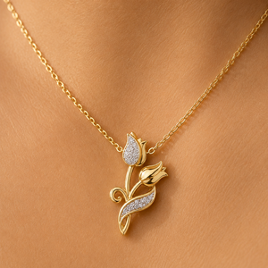 Colgante de Diamante Cultivado en Laboratorio con Corte Redondo, Oro Sólido de 14K/18K, Colgante con Pavé de Rosas, Regalo de Aniversario, Joyería Fina, Venta al Por Mayor ODM - Product Image 3