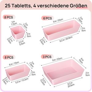 25 PCS Versatile Plastic Drawer Organizers Set 4-Sized Bathroom <b>Vanity</b> Organizer Trays <b>Makeup</b> Storage Bins for Bed - Product Image 2
