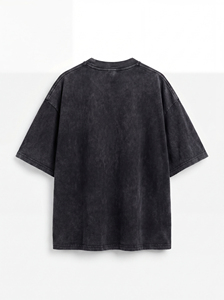 T-shirt oversize délavé à l'acide pour homme, imprimé graphique vintage, coton épais, streetwear, épaules tombantes, décontracté - Product Image 3