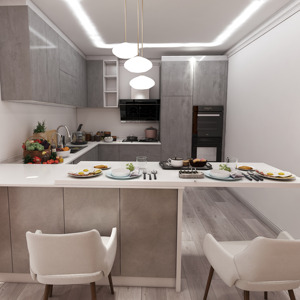 JY Project เวียดนามที่กำหนดเอง, ชุดตู้ครัว RTA แผงไม้สไตล์ยุโรปทันสมัยชุด E0เกาะมาตรฐานทนทาน - Product Image 2