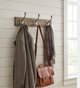 Premium Rustic Wood Wall Mount Double <b>Coat</b> <b>Hook</b> With Metal <b>Hooks</b> For Clothing Storage Stylish Home <b>Decor</b> - Product Image 3