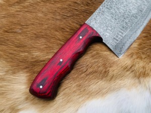 Cuchillo de carnicero hecho a mano de acero de Damasco con mango de madera, ambidiestro, hoja de 6-7.9 pulgadas para uso de carnicero y chef en la corte de carne - Product Image 3