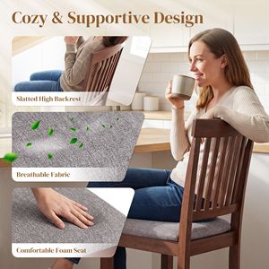Set di 2 Sgabelli da Bar Girevoli Moderni con Seduta Imbottita e Schienale Alto, Sedie da Cucina per Sala da Pranzo, Grigio e Marrone Scuro - Product Image 5