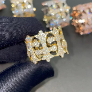 Cross Iced Out Holy Hip Hop Engagement Wedding Gift <b>Ring</b> for <b>Men</b> Moissanite 925 Sterling Silver Rhodium Plated Design Pave set - Product Image 1