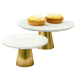 Luxurious Marble <b>Cupcake</b> Stand Round Brass Base Customized Sizes Crafts Cake Stand <b>Top</b> Selling Sale - Product Image 1