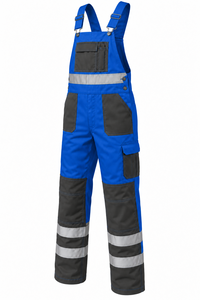 Combinaisons de travail haute visibilité personnalisées en sergé de coton avec bandes réfléchissantes, poches porte-outils et protections genoux pour hommes – Vêtements de travail industriels - Product Image 2