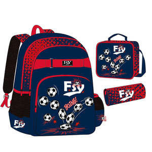 Ensemble de sacs d'école pour enfants avec imprimé football, sac d'étudiant en polyester imperméable avec sac à lunch et trousse à crayons, sac de voyage unisexe - Product Image 1