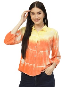 Camisa Informal de Oficina para Mujer, Marca Maaesa, de Rayón, Hecha a Mano, con Cuello Abotonado, Manga Larga, Corte Regular, Estilo Simple - Product Image 1