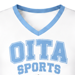 Haut d'uniforme de cheerleading bleu ciel sans manches, col en V, vêtements de sport pour l'entraînement des équipes de danse athlétique - Product Image 3