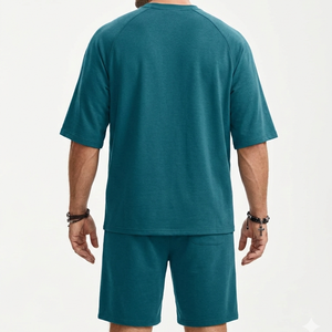 Conjuntos cortos para hombre, estilo casual, para verano, conjuntos de dos piezas, manga corta, cuello redondo, pantalones cortos, ropa de calle, secado rápido - Product Image 6