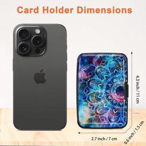 Aluminum Alloy Card Holder RFID Blocking Metal <b>Wallet</b> for Women and Men <b>Small</b> Business Accessory with Mandala Design - Product Image 3