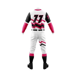 Ensemble de maillots de baseball pour hommes, blanc, rose, noir, imprimé géométrique, manches longues, sublimé, évacuation de l'humidité, coupe classique, toutes saisons - Product Image 2