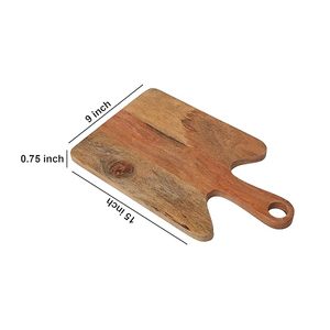 Planche à découper rectangulaire en bois avec poignée, finition naturelle, incrustation en résine, prix abordable, haute qualité - Product Image 6
